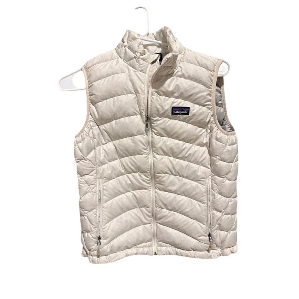 Patagonia Womens Down Sweater Vest White Quilted Puffer Full Zip 84627 Small
